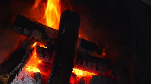 Flame in the oven for baking pizza. Stock-Footage 196061578