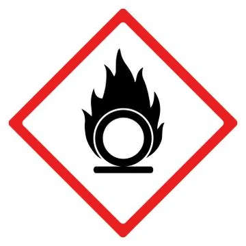 Flame over circle hazard sign or symbol. Stock Illustration
