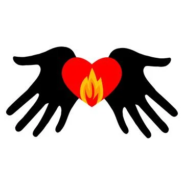 Flame in the palms of your hands. The hands or palms are joined together by t Stock Illustration