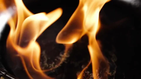 Flame in the pan, slow motion. Stock Footage 126227541