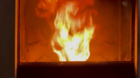 Flame in pellet stove Stock Footage 265868687