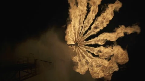 Flame with petals. Yellow-brown flame. Fire. Burner for burning associated Stock Footage 208356413
