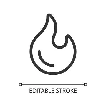 Flame pixel perfect linear ui icon Stock Illustration