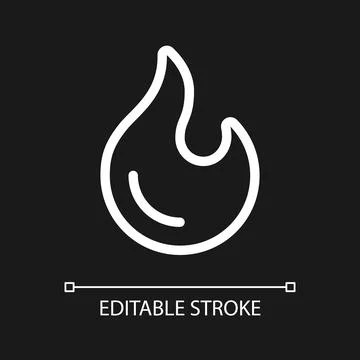 Flame pixel perfect white linear ui icon for dark theme Stock Illustration