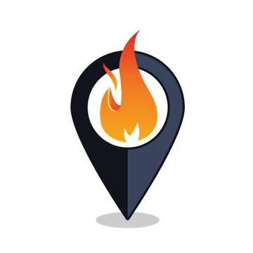 Flame Point - Map Pointer With Fireplace Sign - Fire Alarm Illustrazione stock