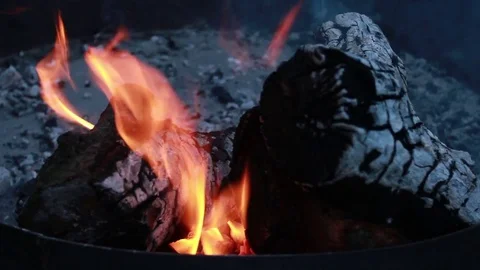 Flame for preparing food . fireplace Stock Footage 71946540