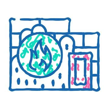 Flame proof building material icon doodle illustration Ilustración de archivo