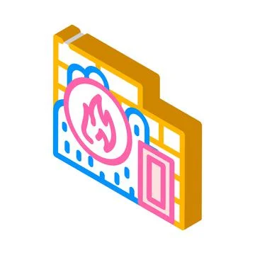 Flame proof building material isometric icon vector illustration Ilustración de archivo
