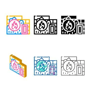 Flame proof simplified building material color icon vector Stock Illustration
