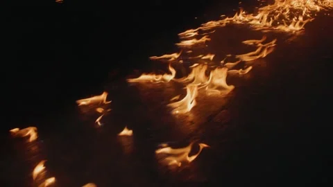 The flame of protest is burning on street in night time Stock Footage 166050000