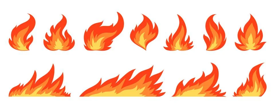 Flame red fire sign windy fiery icon natural gas Stock Illustration