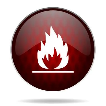 Flame red glossy web icon on white background. Stock Illustration