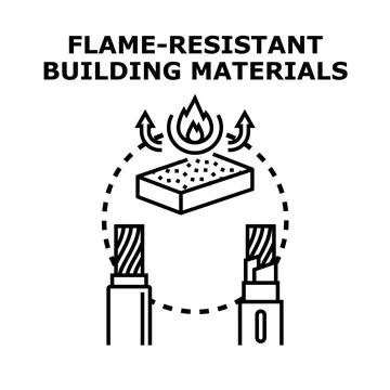 Flame resistant building materials concept protecting from fire spreading 스톡 일러스트