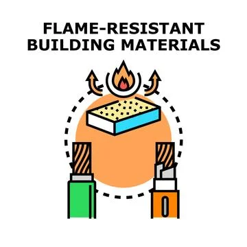 Flame resistant building materials concept protecting from fire spreading Ilustración de archivo
