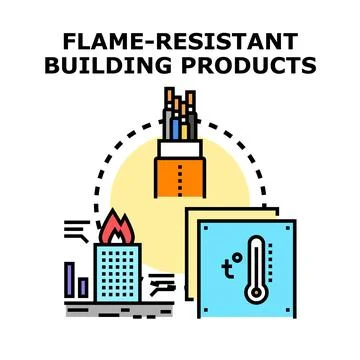Flame resistant building products concept vector illustration Stock Illustration