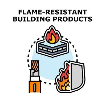 Flame resistant building products concept vector illustration Stock Illustration