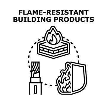 Flame resistant building products concept vector illustration Stock Illustration