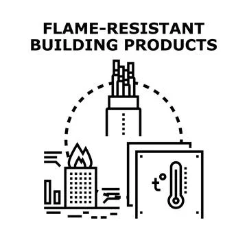 Flame resistant building products concept vector illustration Stock Illustration