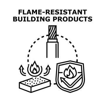 Flame resistant building products engineering safety concept Stock Illustration