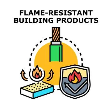 Flame resistant building products engineering safety concept Stock Illustration