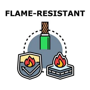 Flame resistant material protecting from fire and heat Stock Illustration