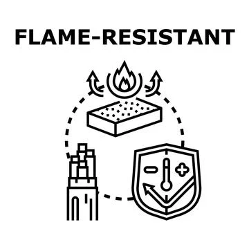 Flame resistant material protection concept vector icon Stock Illustration