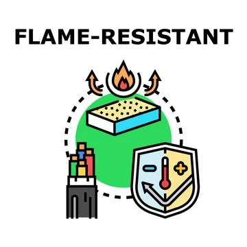 Flame resistant material protection concept vector icon Stock Illustration
