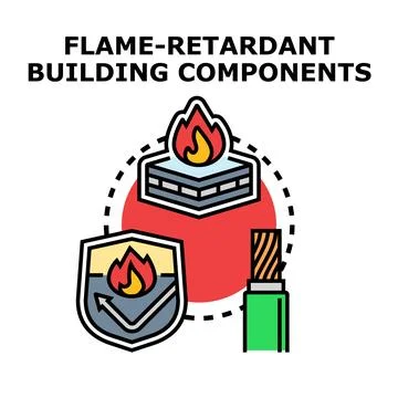 Flame retardant building components providing fire safety Stock Illustration