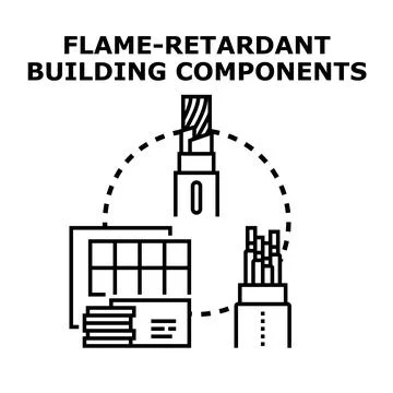 Flame retardant building components for safe construction Illustrazione stock