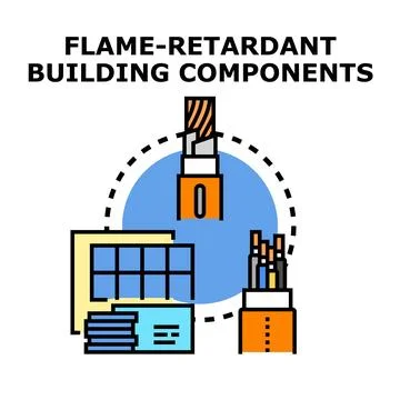 Flame retardant building components for safe construction Stock Illustration