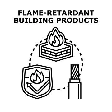 Flame retardant building products vector concept Stock Illustration