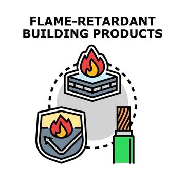Flame retardant building products vector concept Ilustración de archivo