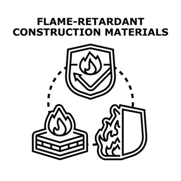 Flame retardant construction materials for building safety Stock Illustration