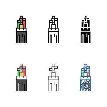 Flame retardant low smoke halogen cable color minimal icon vector Stock Illustration