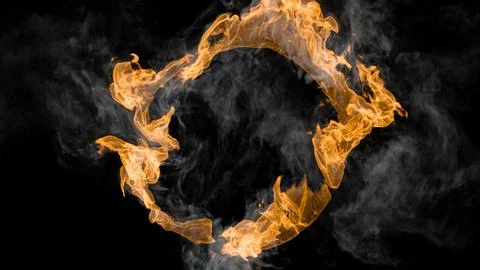 Flame ring on a black background for your design. Fire. Fire flames on a bl.. Stock Photos