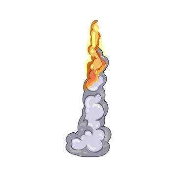 Flame rocket launch smoke cartoon vector illustration Stock Illustration
