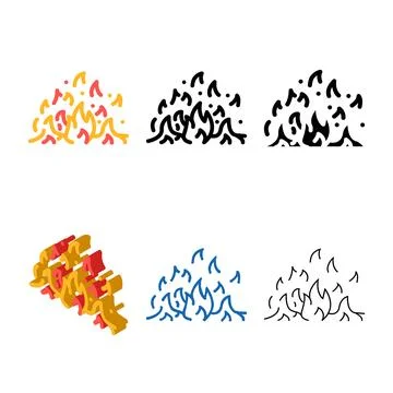 Flame set fire color icon vector Stock Illustration