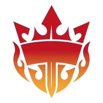  Flame Shield Crown Logo Template Power Royal Vector Design Illustrazione stock