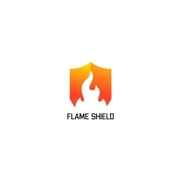 Flame Shield Logo Designs Concept Vector Stock Illustration