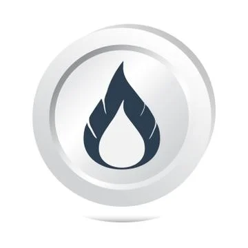 Flame sign button icon Stock Illustration