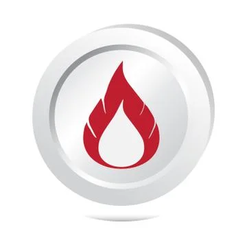 Flame sign button icon イラスト素材