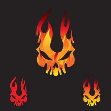 Flame Skull logo. vector Stock Illustration
