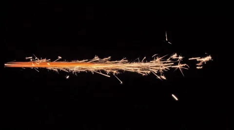 Flame with sparks from fireworks in the horizontal position Stock Footage 43739733