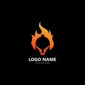 Flame spartan logo design vector Stock Illustration