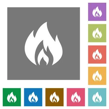 Flame square flat icons Illustrazione stock