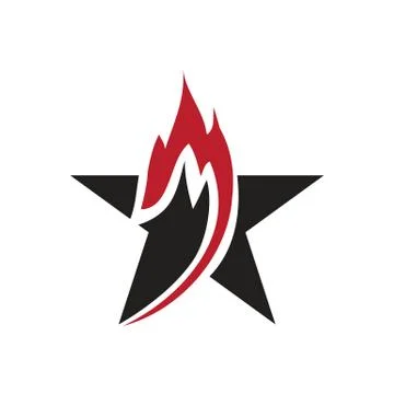 Flame in star icon Stock Illustration