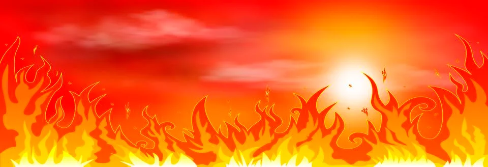 Flame on sunset Stock Illustration