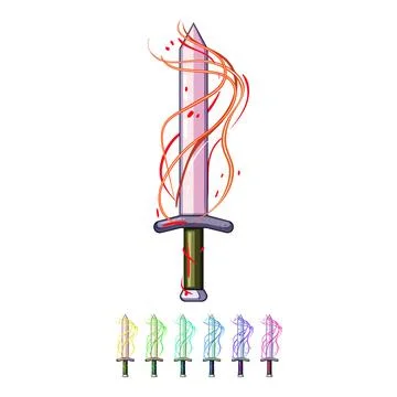 Flame sword effect cartoon vector graphic Stock Illustration
