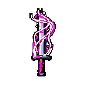 Flame sword effect pixel art vector illustration Stock Illustration