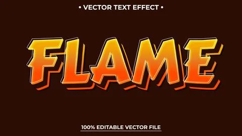 Flame text effect, fire orange color editable text style on dark grunge tex.. 스톡 일러스트